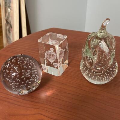 3 Piece Crystal Paperweight Lot