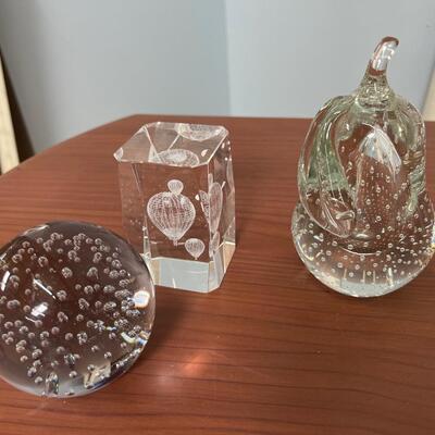3 Piece Crystal Paperweight Lot
