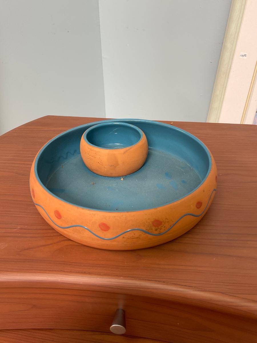 Vintage Terra Cotta Chip and Dip Set Made in Portugal for Himark