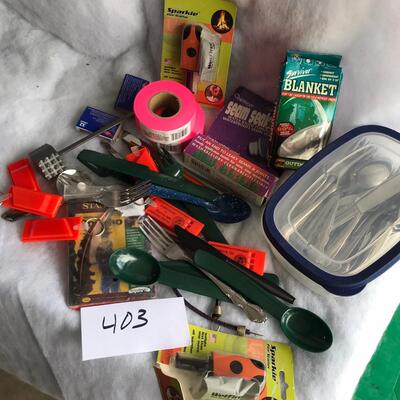 Flat of misc Camping supplies