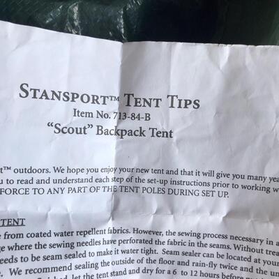 Two  Scout Backpack Tents Complete