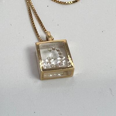 Necklace 18K gold Chain Floating letter "G"  in diamonds