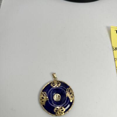 14K Chinese Lapis stone  Pendant