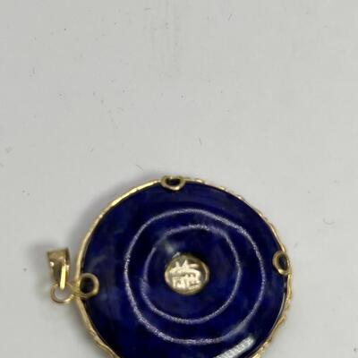 14K Chinese Lapis stone  Pendant