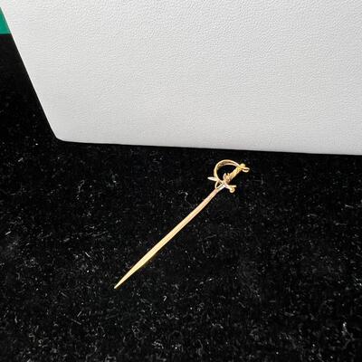 14K Sword vest pin  3"