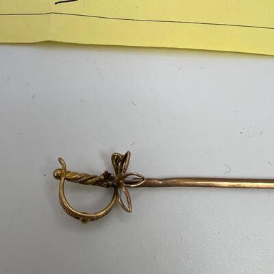 14K Sword vest pin  3"