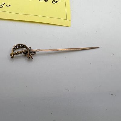 14K Sword vest pin  3"