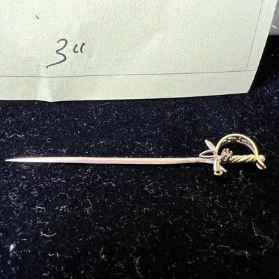 14K Sword vest pin  3"