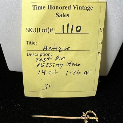 14K Sword vest pin  3"