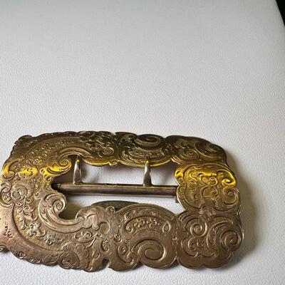 Antique belt Buckle mid 1800 14 K gold engraved