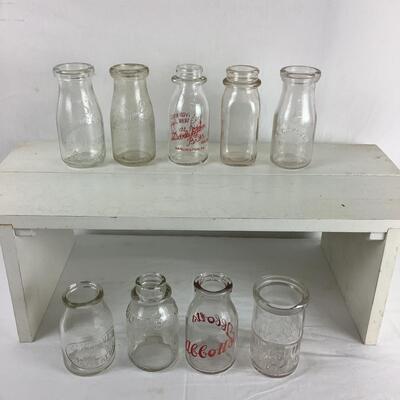 5048 Set of Nine Vintage Small Milk Bottles