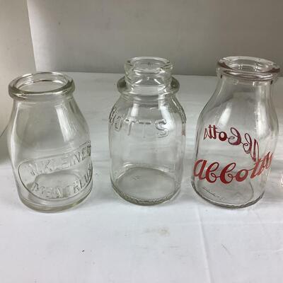 5048 Set of Nine Vintage Small Milk Bottles