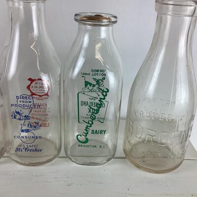 5050 Set of Five Vintage Milk Advertising Bottles