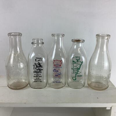 5050 Set of Five Vintage Milk Advertising Bottles