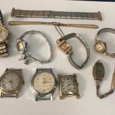 Estate Watch Lot Buren Norman Deluxe Bulova Elgin Harvel