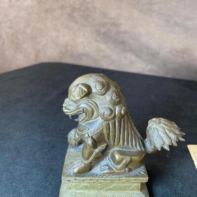 Lot 7. 1850 Bronze Foo Dog & Vintage Porcelain