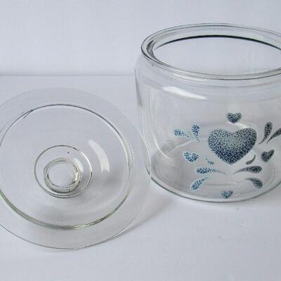 Large Clear Glass Cookie Jar With Heart Theme