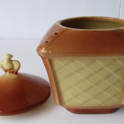Vintage Brush Pottery Lantern With Eagle Cookie Jar, USA
