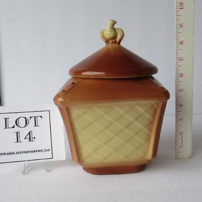 Vintage Brush Pottery Lantern With Eagle Cookie Jar, USA