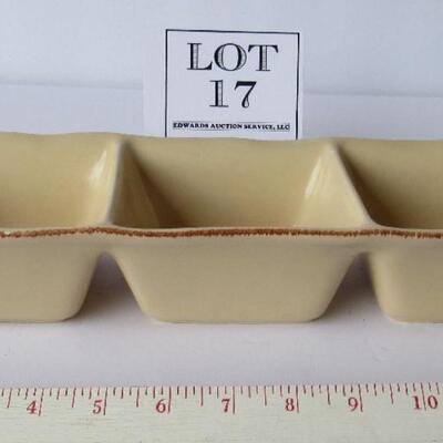 Tastefully Simple Heavy Pottery 3 Section Relish Dish