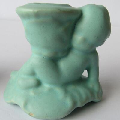 Vintage Pottery Figural Candle Holder, Covered Hen Dish, Shaker