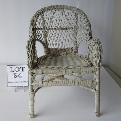 Small Decorative Wicker Chair, Large Doll/Bear Size