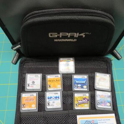 Nintendo DS GAMES LOT (9) in NAKIWORLD Video Game Carry BAG