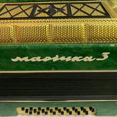 Rare Vintage Folk Harmonic, Ukrainian Button Accordion 13â€ x 13â€ x 7â€ high approx
