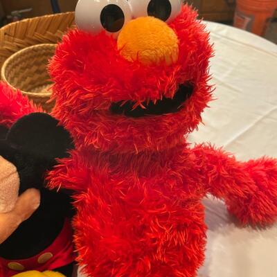 Vintage Elmo doll and Mickey Mouse doll