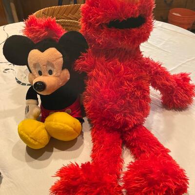 Vintage Elmo doll and Mickey Mouse doll
