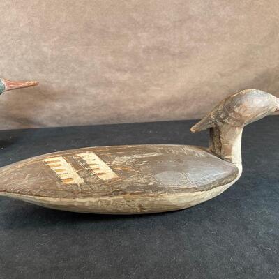 Lot 34. Two Duck Decoys and Loon Figurine