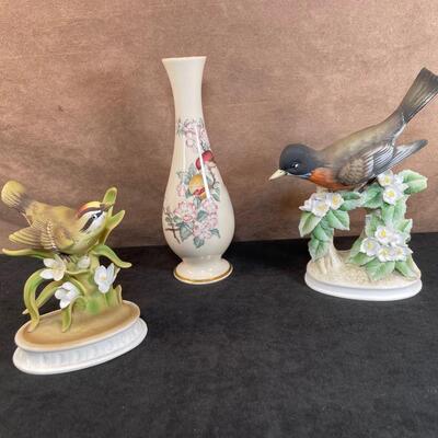 Lot 37. Lenox Vase and Two Porcelain Birds