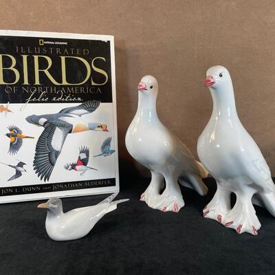 Lot 38. Pair of Ceramic Birds and Book