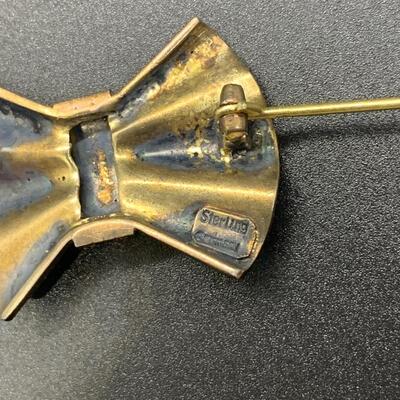 German Sterling Bow Pin with beautiful details