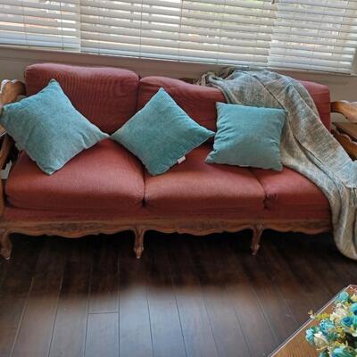 Vintage Couch.  Wood and fabric.