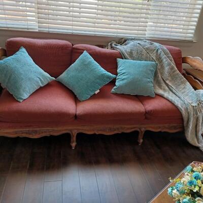 Vintage Couch.  Wood and fabric.