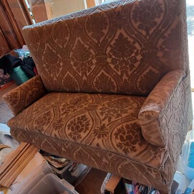 Antique Velvet Burnout Settee