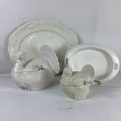 5062 Large and Small Turkey Tureen w/Ladles & 2 Platters.