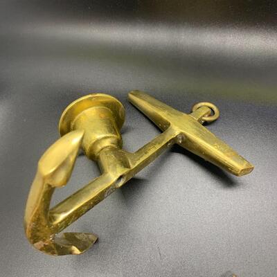 2 Brass Nautical Anchors Candle ðŸ•¯  Holders 5.5â€ wide x 3.5â€ high approx
