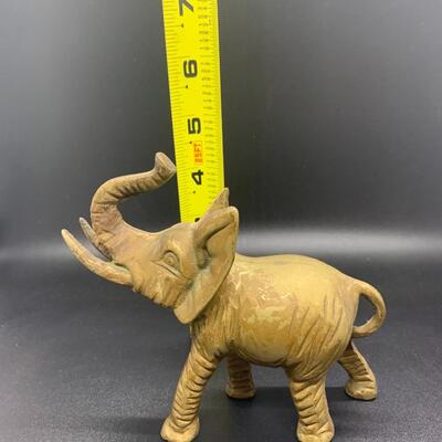 Heavy Brass Elephant Figurine 5â€ long x 4.5â€ high approx