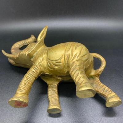 Heavy Brass Elephant Figurine 5â€ long x 4.5â€ high approx