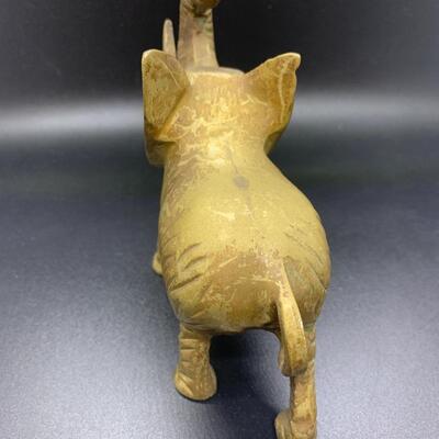 Heavy Brass Elephant Figurine 5â€ long x 4.5â€ high approx