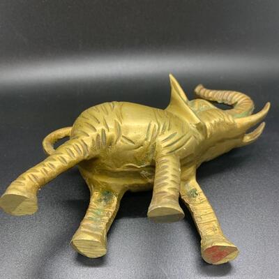 Heavy Brass Elephant Figurine 5â€ long x 4.5â€ high approx