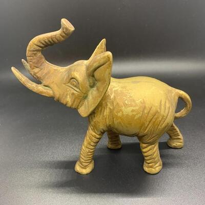 Heavy Brass Elephant Figurine 5â€ long x 4.5â€ high approx