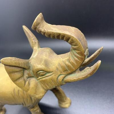 Heavy Brass Elephant Figurine 5â€ long x 4.5â€ high approx