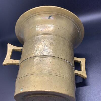 Antique Brass Mortar 5â€ high x 5â€ wide approx