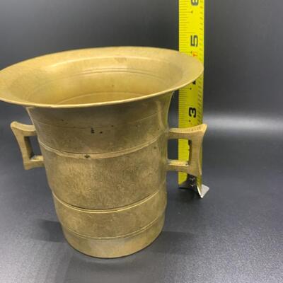 Antique Brass Mortar 5â€ high x 5â€ wide approx