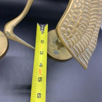 Vintage Brass Cranes Asian - 11.5â€ high & 7â€ high approx