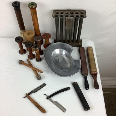 5078 Spools, Candle Form, Wilton Basin, Imperial Razor, Marshes Sheppard Razor & Razor Sharpeners.