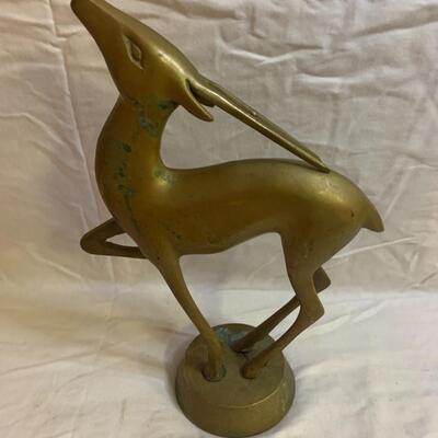 Vintage Brass Gazelle Antelope ðŸ¦Œ Deer Large 13.5â€ high x 9.5â€ wide approx